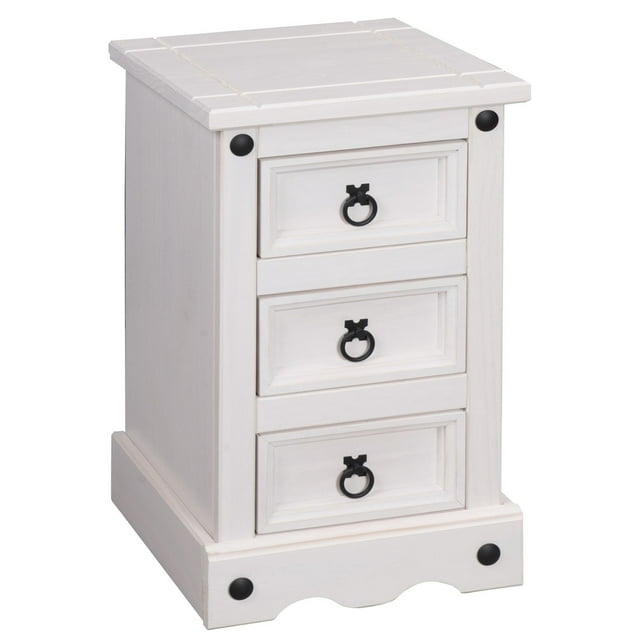 Table de nuit 3 tiroirs en bois massif par Gateway Creations Inc. dans une finition blanc.