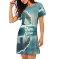 thumbnail image 2 of Sikiie Polar Bear On Iceberg Print Women's Short-sleeved Nightdress, Round Neck Pullover Nightdress Pajamas Summer Home Wear, 2 of 6