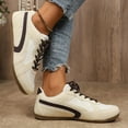 thumbnail image 4 of Beige Ladies Comfy Spring Summer German Training Shoes Round Toe Flat Lace Up Casual Shoes For Everyday Wear, 4 of 9