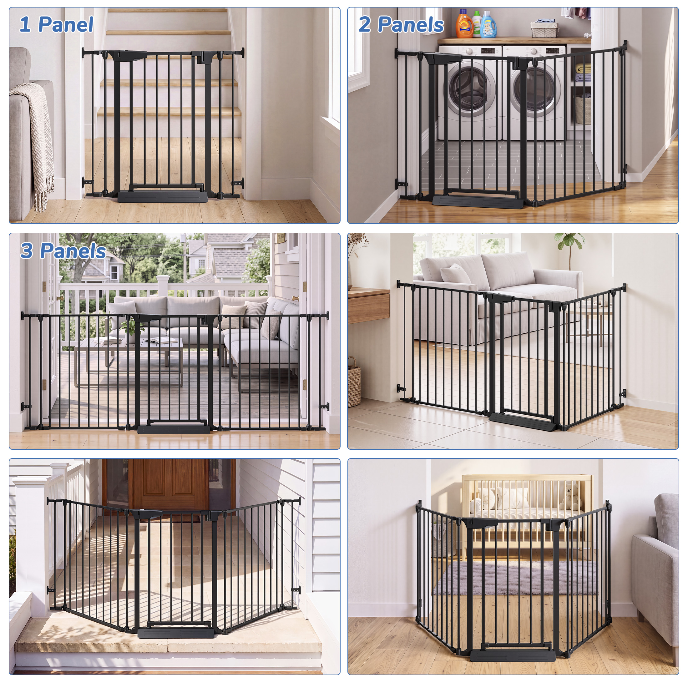 Vomeast Extra Wide Baby Safety Gate, 34.6-84.2 in, Black photo 3