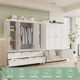 thumbnail image 5 of Feishominoo 8 Door Wardrobe Armoire Closet, 71"H Modern Modular Wooden Clothes Wardrobe Storage Cabinet with Hanging Rods & Drawers, White, 5 of 9