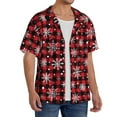 thumbnail image 2 of Kdxio Men's Hawaiian Shirt for Men Short Sleeve Shirt Buffalo Plaid Snowflakes Summer Casual Holiday Beach Button Down T-Shirts, 2 of 5