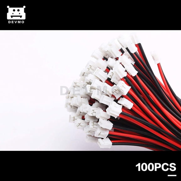 ASIASN-100 Sets Mini Micro JST 2.0 PH 2-Pin Connector Plug with Wires Cables 120MM