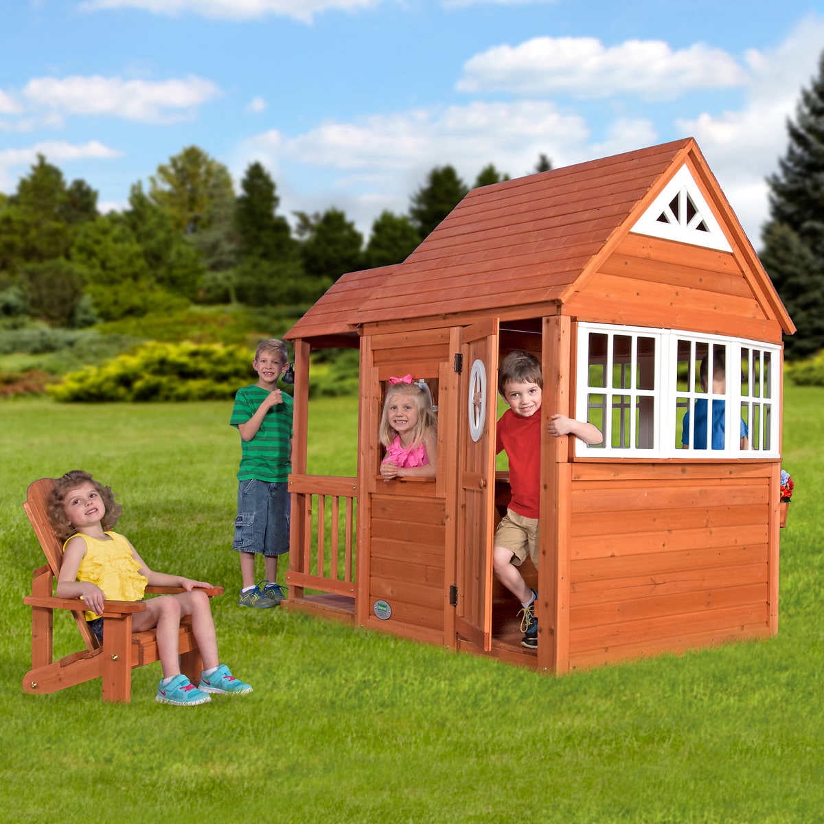 backyard discovery deluxe cedar mansion playhouse