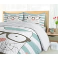 thumbnail image 5 of Ambesonne Animal Duvet Cover Sets, Hipster Cartoon Cat Art, 2-Queen, White Blue and Pink, 5 of 7
