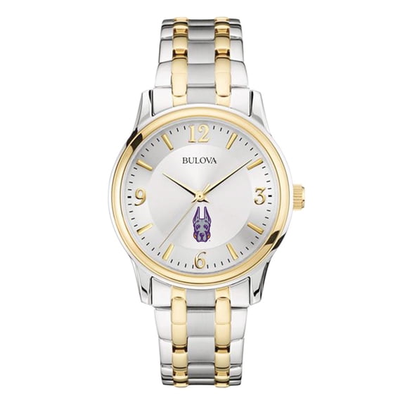 Men's Bulova  Silver/Gold UAlbany Great Danes Two-Tone Stainless Steel Watch