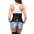 thumbnail image 2 of Fashion Satin Underbust Bustier Corset Black White Party Clubwear Night Lingerie Plus Size Waist Training Corsets Tops+G-String, 2 of 8