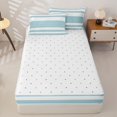 thumbnail image 4 of Castle Fairy Retro Horizontal Stripe Zipper Queen Comforter Set with Fitted Sheet and 2 Pillowcases,Minimalist Thin Line Zipper Bedding Set,Teal Blue White,Reversible, 4 of 7
