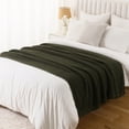 thumbnail image 4 of Battilo Olive Green Waffle Throw Blanket for Couch,Decorative Chenille Blanket for Home Decor,50"x60", 4 of 9