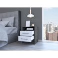 thumbnail image 6 of Nightstand with 2 Drawers, Wooden Bedside Table with One Open Shelf and Metal Hardware, Home Storage Cabient for Bedroom, Office, or Living Room, 15.7in x 14.7in x 19.9in, White+Smokey Oak, 6 of 8