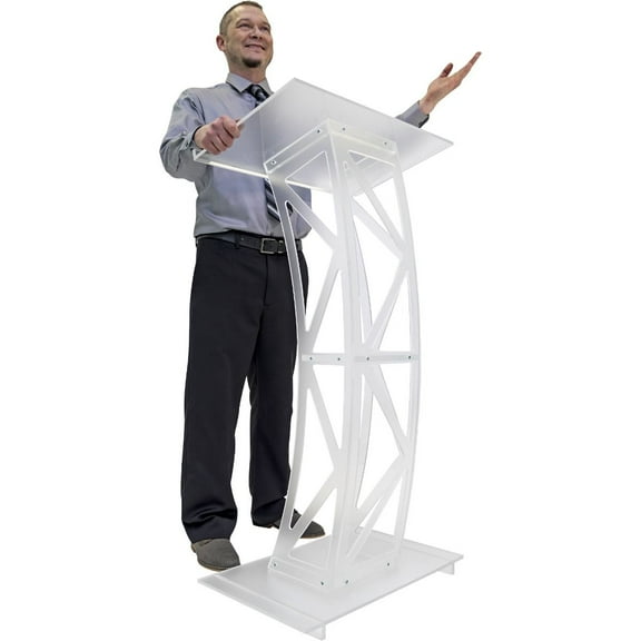 Kingdom TKLCHAMPFR  Champion Acrylic Podium - Frosty Elegant Curved Truss-Style Contemporary Pulpit, Podium, or Lectern.