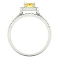thumbnail image 4 of 1.57ct Brilliant Emerald Cut Yellow Zircon 18K White Gold Halo Solitaire with Accents Engagement Bridal Wedding Ring Band Set size 6.25, 4 of 7