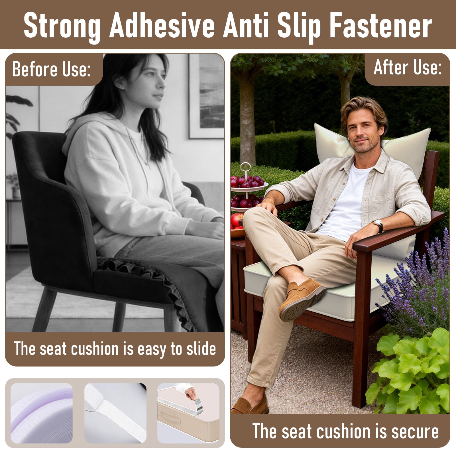 Yacona Outdoor Chair Cushions Set, 24x24in Patio Furniture Cushions with Handle, for Patio Furniture Chair Sofa, Beige