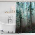 thumbnail image 3 of Teal Forest Shower Curtain, Waterproof Shower Curtains for Bathroom, Vintage Foggy Woods Tree Washable Fabric Bathtub Curtain Set Bath Decor with 12 Hooks Long 72"x84", 3 of 8