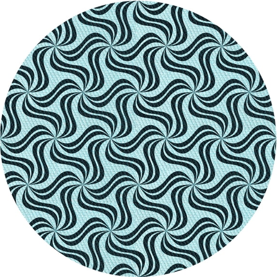 Ahgly Company Machine Washable Indoor Round Transitional Blue Lagoon Blue Area Rugs, 4' Round