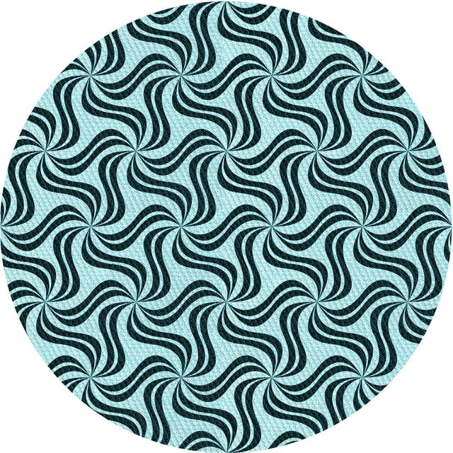 Ahgly Company Tapis d'Intérieur Ronds Lavables à la Machine, Style Transitionnel, Bleu Lagon Bleu, Tapis de Zone, 3 Pieds Rond