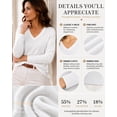 thumbnail image 4 of QUALFORT Sweaters for Women, Lightweight V Neck Long Sleeve Pullover Sweater, Soft Knit Women's Sweater Top, White L, 4 of 7