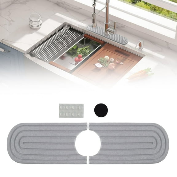 RYANSTAR RACING Kitchen Sink Splash Guard – Diatomaceous Earth Drip Catcher Tray Mat, Instantly Dries & Prevents Moisture Buildup