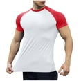 thumbnail image 1 of Gym Muscle Cut Raglan Shirts for Men Short Sleeve Sweat Workout T-Shirts Quick Dry Stretchy Fitness Athletic T-Shirts, 1 of 5