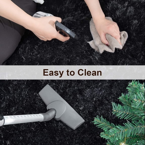 Super Soft Shaggy Rugs Fluffy Carpets, 6x9 Feet, Indoor Modern P Area Rugs for Living, Bed Room Kids Room Nursery Home Dr, Upgrade Anti-Skid Durable Rectangular Fuzzy Rug, Black