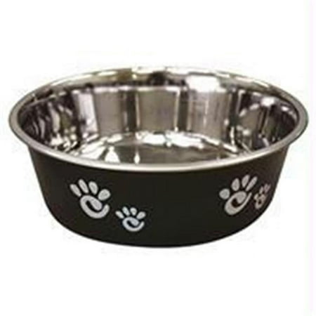 UPC: 0077234061046 | Spot Barcelona Stainless Steel Paw Print Dog Bowl  Licorice  1 Each/64 Oz