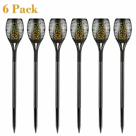 813 Six Light - 96 LED 3-Lighting Modes Solar Torch Light Dancing Flickering Flame Lamp 6 Pack