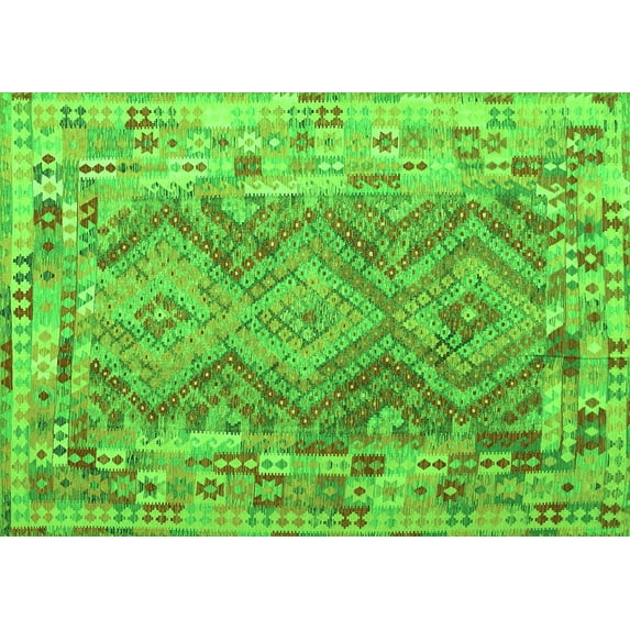Ahgly Company Indoor Rectangle Southwestern Green Country Area Rugs, 6' x 9'