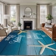 thumbnail image 2 of Summer Ocean Starfish Large Area Rugs 6x9 ft Blue Gradient Wood Grain Washable Rug Non Slip Indoor Carpet Absorbent Floor Mat for Living Room Bedroom Dining Room, 2 of 9
