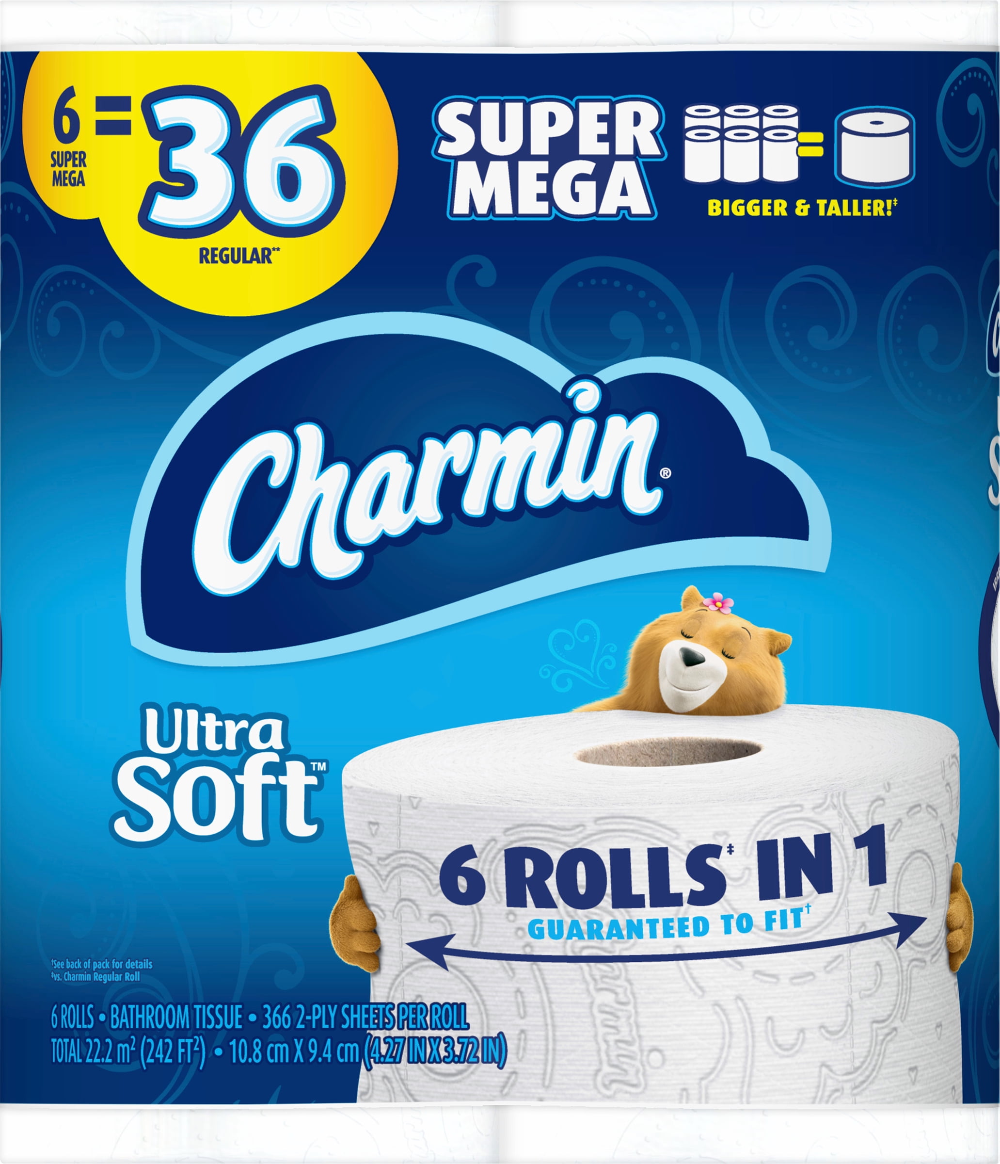 Charmin Ultra Soft Toilet Paper, 6 Super Mega Rolls