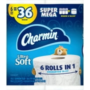Charmin Ultra Soft Toilet Paper, 6 Super Mega Rolls,