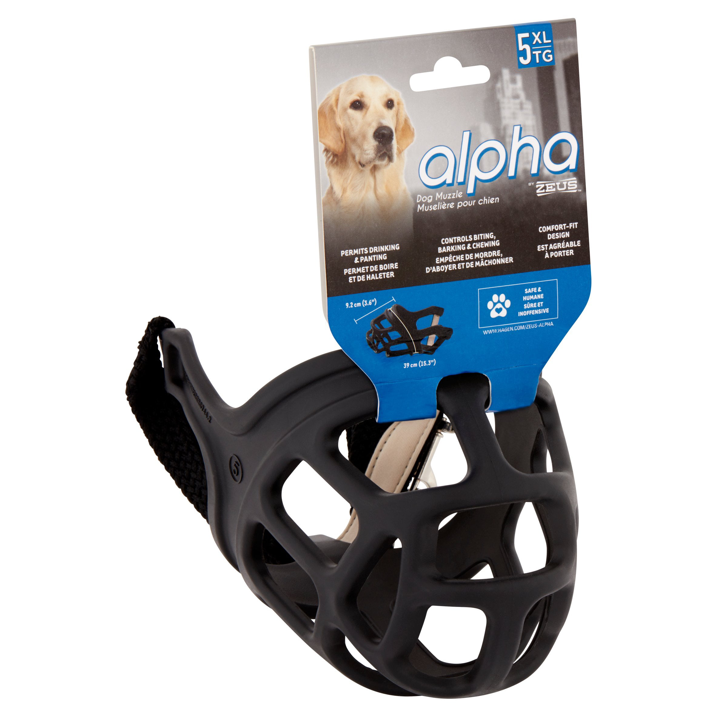 Comfort Fit Design Prevents Biting ZEUS Alpha TPR Muzzle for Dogs Barking and Chewing Black 