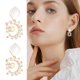 thumbnail image 3 of Pendientes geométricos de circonita, pendientes de perlas plateadas para mujer, pendientes versátiles con letras, 3 of 7