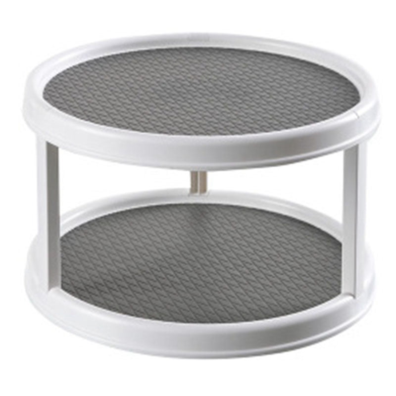 Gray Rotatable Desktop Storage Tray Plastic Round Storage