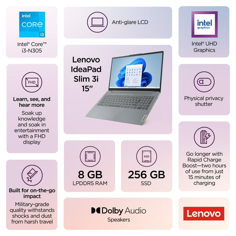 Lenovo IdeaPad Slim 3i 15.6 inch Laptop Intel Core i3-N305 Lenovo IdeaPad Slim 3i 15.6 inch Laptop Intel Core i3-N305