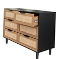 thumbnail image 3 of 6 Drawers Rattan Dresser, Rattan Boho Drawer Chest for Bedroom, Living Room, Black, 3 of 6