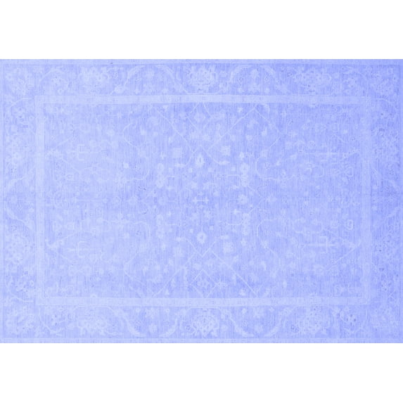 Ahgly Company Machine Washable Indoor Rectangle Abstract Blue Modern Area Rugs, 7' x 10'