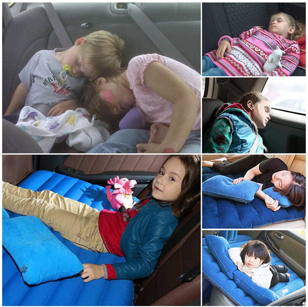 55" x 35" x 18" Inflatable Extended Air Mattress for Car with Motor Pump Included, Two Pillows, Sky Blue by NEX