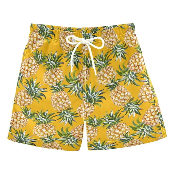 joogoo Boys Swim Trunks Fruit Pineapple Beach Board Shorts Drawstring Swimsuit S