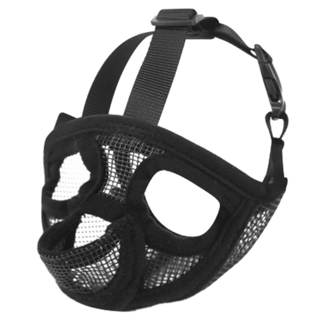 Bozal para perro con hocico corto, bozal Bulldog de malla transpirable ajustable para ladrar, morder y entrenar (negro (sin lengua afuera), XS)