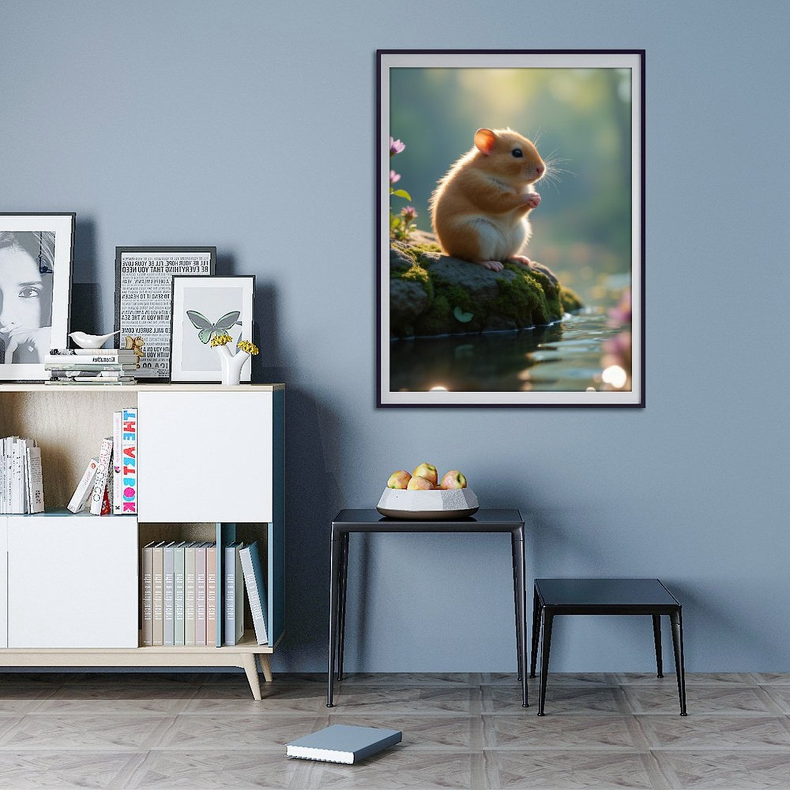 Diamond Art Kit for Adults, Peaceful Hamster On Mossy Rock Diamond Painting for Adults Beginners, 5D DIY Diamond Art Painting Kits, Colorful Diamond Painting Craft for Home Decor 12x16