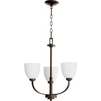 Woodbury Croft 3 Light Chandelier in Bailey Street Home Home Collection Style 22 inches Wide By 22 inches High-Oiled Bronze Finish-Satin Opal Glass