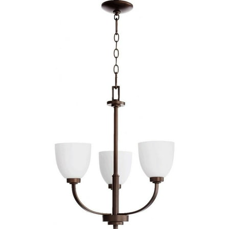 Woodbury Croft 3 Light Chandelier in Bailey Street Home Home Collection Style 22 inches Wide By 22 inches High-Oiled Bronze Finish-Satin Opal Glass