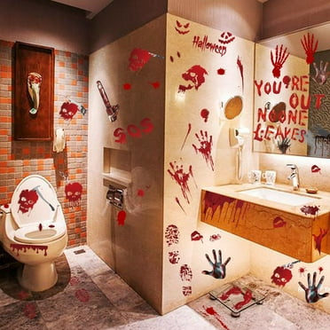 108 pcs Halloween Window Clings 10 sheet Handprint Footprint Floor Clings Wall Decal Scary Decoration Window Stickers