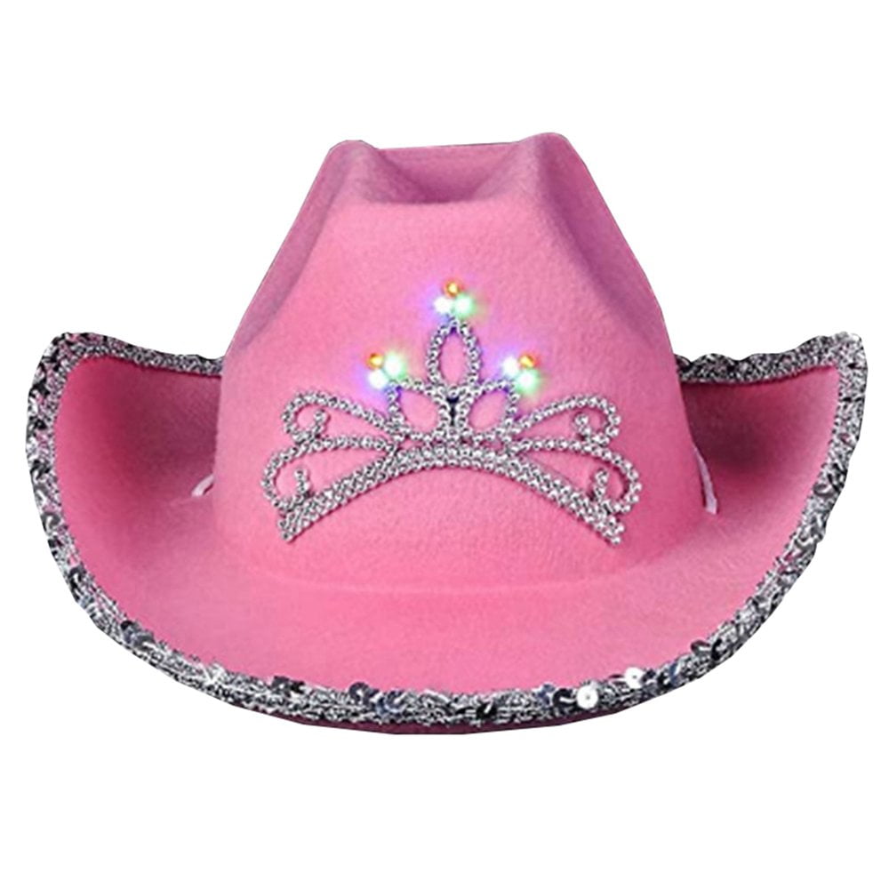 Women Cowboy Hat with Shiny Decoration Cute Pink Holiday Costume Walmart