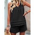 thumbnail image 5 of Women'S 2 Piece Vacation Outfits Sleeveless Tank Top and Matching Shorts Sets Black L, 5 of 8