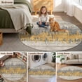 thumbnail image 5 of Yellow Grey Abstract Round Area Rug 5Ft Washable Circle Rugs for Living Room Bedroom, Gradient Geometric Graffiti Retro Wooden Non-Slip Carpet Floor Mats Indoor Outdoor Carpet Runner Home Decor, 5 of 8