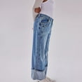 thumbnail image 6 of WCMZJ Womens Baggy Jeans Boyfriend Wide Leg Trendy Casual Low Rise Cuffed Hem Denim Pants with Pockets Light Blue S, 6 of 9