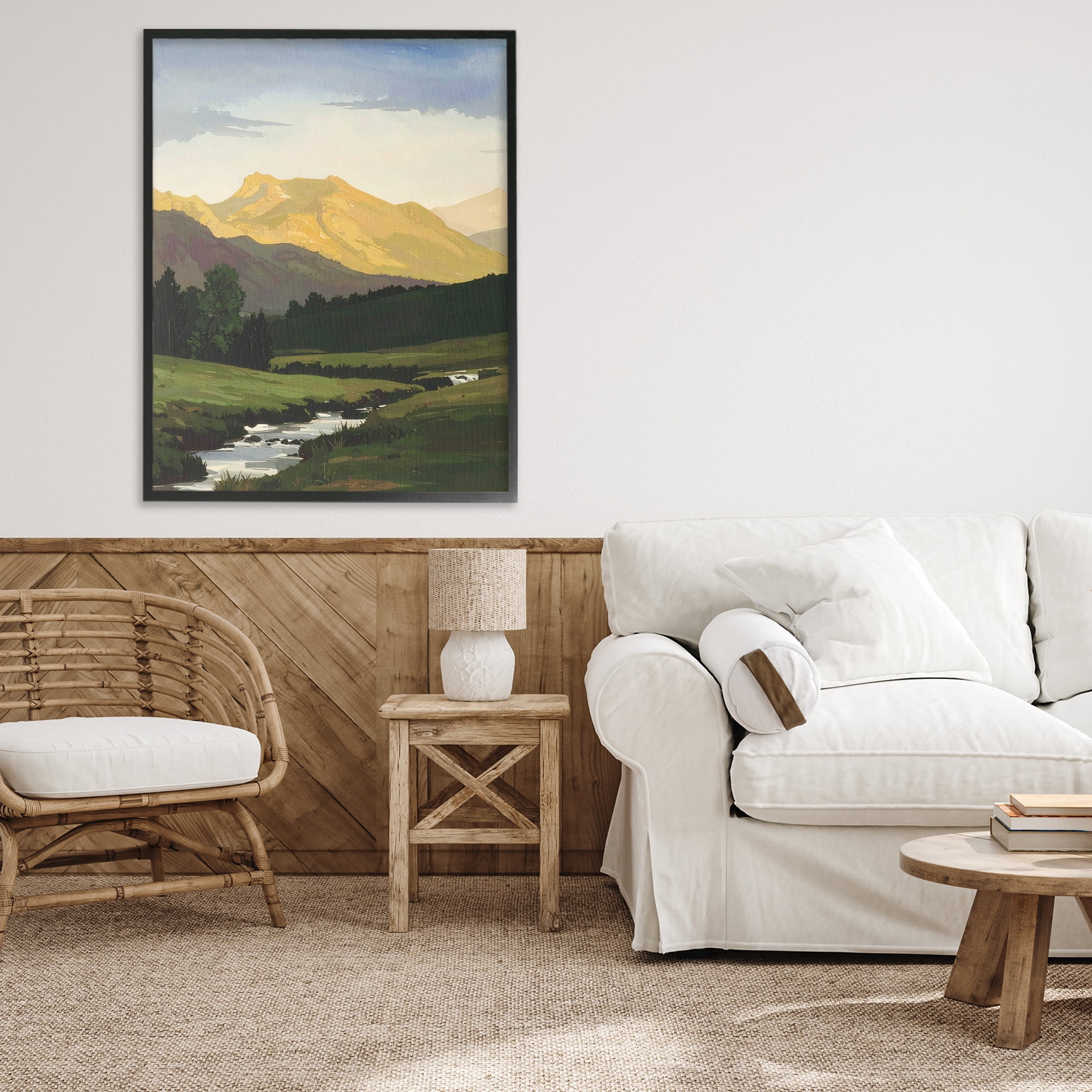 Stupell Industries Mountain Across The Valley Black Framed Giclee Art, design by Alonza Saunders