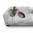 thumbnail image 2 of Dinosaur Bicycle Soft Flannel Fleece Blanket, Funny Cartoonish Illustration of a T-rex Riding a Motorcycle Print, Cozy Plush for Indoor and Outdoor Use, 50" x 60", Green Multicolor, by Ambesonne, 2 of 5