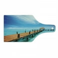 thumbnail image 1 of Tropical Cutting Board, Exotic Hawaiian Wooden Pier Design Warm Ocean Pastoral Summer Vacation Theme, Decorative Tempered Glass Cutting and Serving Board, in 3 Sizes, by Ambesonne, 1 of 2